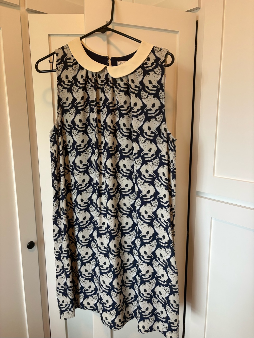 NWT 2010’s Anthropologie Cat Print mini shift dress with Peter Pan collar